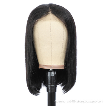 Brazilian Virgin Straight Bob Lace Front Wigs Human Hair Wigs For Black Women Glueless Pre Plucked With Baby Hair Short 4x4